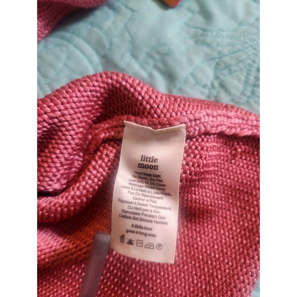 Little Moon Size Medium Pink Viscose Blend Pullover Long Flared Sleeve Sweater‎ - Picture 5 of 8
